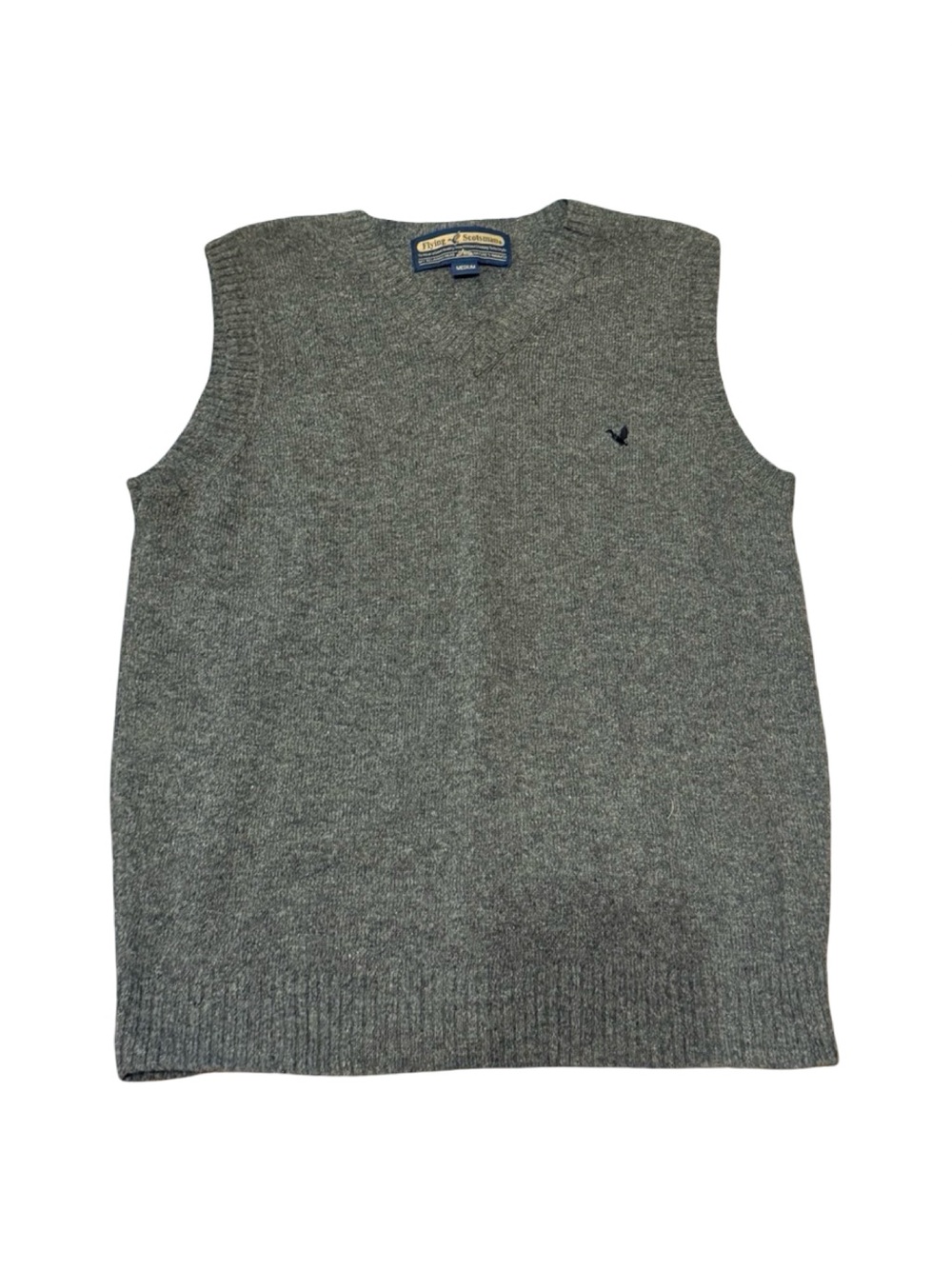 Vintage Flying Scotsman  Women’s Gray V-Neck Wool Blend Sweater Vest